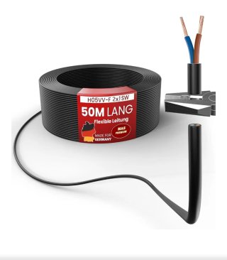 Rollo Manguera Flexible 2x1mm Negro 50m