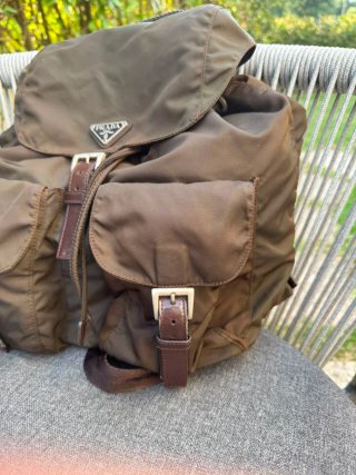 Mochila Prada Vela Tessuto Nylon Marrom