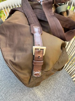 Mochila Prada Vela Tessuto Nylon Marrom