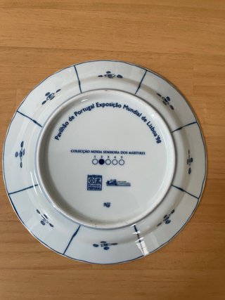 Lote 5 pratos cerâmica azul e branco