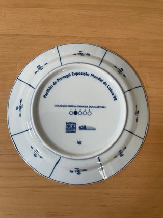 Lote 5 pratos cerâmica azul e branco