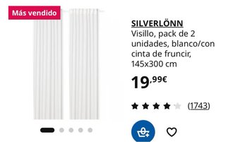 Cortina Algodón Blanca accesorios metal negro