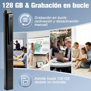 Tebetu Mini Bolígrafo Cámara HD 1080P Portátil con