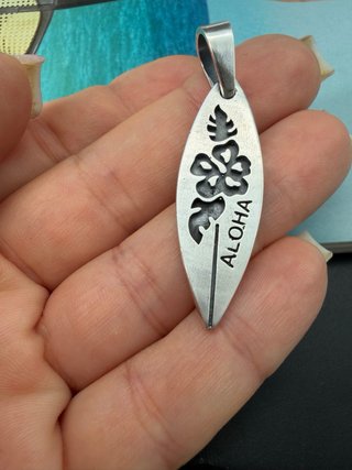 Colgante Plata Tabla Surf Aloha