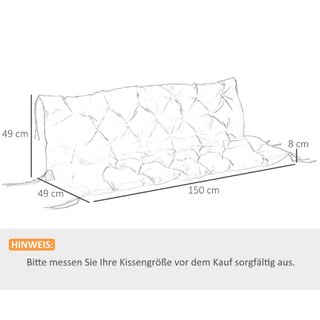 3 Sitzer Bankauflage 150x98x8 cm Bankkissen mit Bä