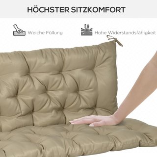 3 Sitzer Bankauflage 150x98x8 cm Bankkissen mit Bä