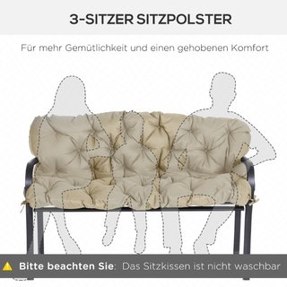 3 Sitzer Bankauflage 150x98x8 cm Bankkissen mit Bä