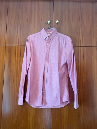 Camisa Oxford Rosa/Coral Manga Larga