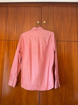 Camisa Oxford Rosa/Coral Manga Larga