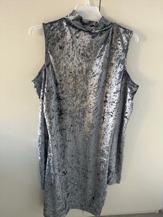 Vestido Talla Única Gris Terciopelo