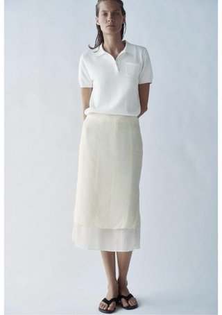 Falda midi combinada Zara