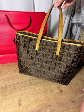 Bolso Tote Carolina Herrera Marrón y Dorado