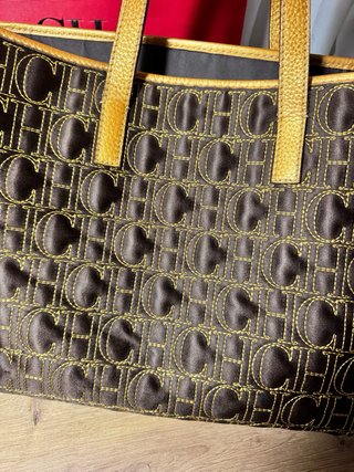 Bolso Tote Carolina Herrera Marrón y Dorado