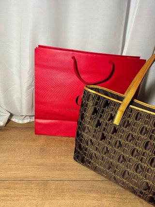 Bolso Tote Carolina Herrera Marrón y Dorado