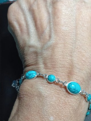 Pulsera Plata Ley turquenita