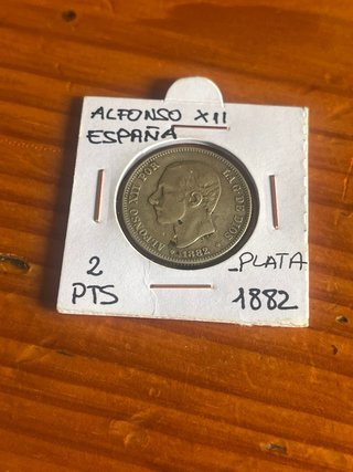 Moneda Plata Alfonso XII 2 Pesetas 1882