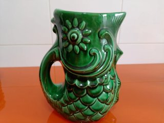 Jarra y 5 tazas cerámica verde