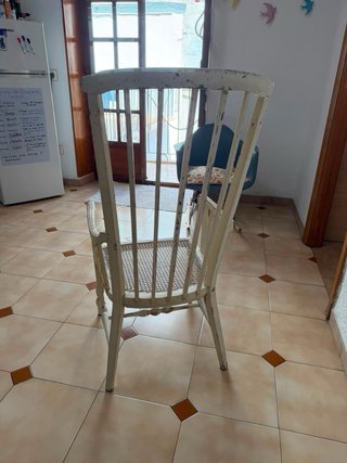 Silla Windsor antigua vintage madera y ratán