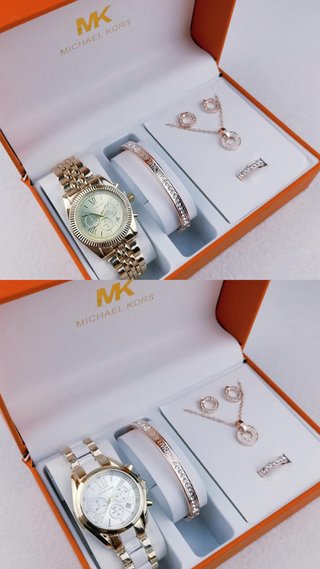 Set Michael Kors Reloj, Pulsera, Collar y Anillo