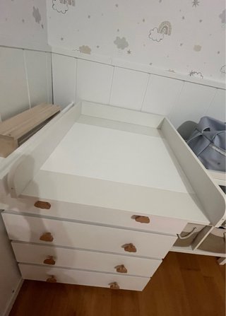 Cambiador bebé WOLTU 60x80cm MDF Blanco