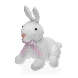Sujeta Puertas Conejo Blanco con Lazo Rosa