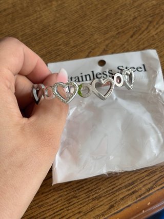 Pulsera rígida acero inoxidable corazones