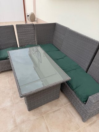 Conjunto Rinconera Jardín Ratán Gris