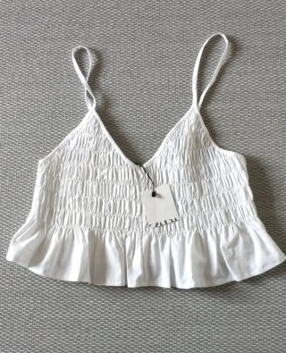 Top Zara Blanco Talla L - Nuevo con etiqueta