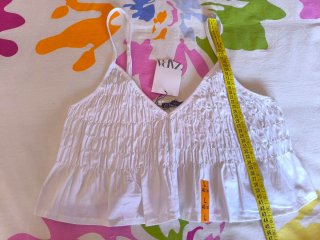 Top Zara Blanco Talla L - Nuevo con etiqueta