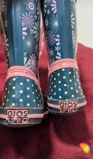 Botas de agua niña azul flores y lunares n°27