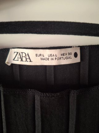 Vestido Midi Plisado Zara Negro Talla L