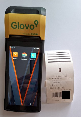 Sunmi V2 Glovo Terminale Portatile con Stampante