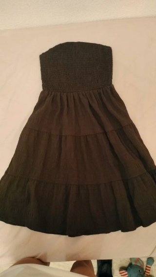 Vestido marrón chocolate oscuro sin tirantes