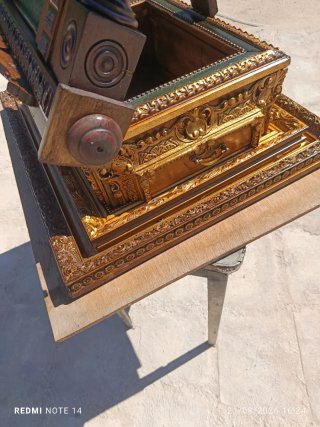 Atril de mesa madera, metal y dorados