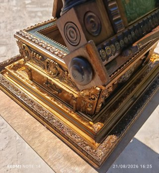 Atril de mesa madera, metal y dorados