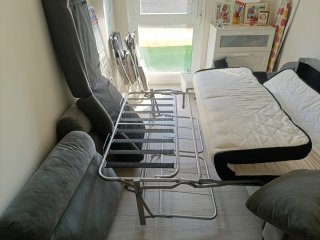 Sofá Cama Gris Tela