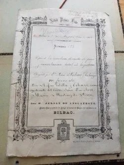 Manuscrito Escritura Pública Siglo  XIX Bilbao