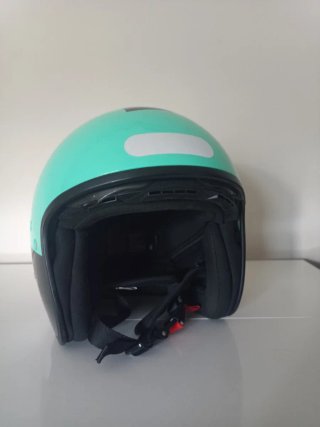 Casco Jet Moto Verde y Negro