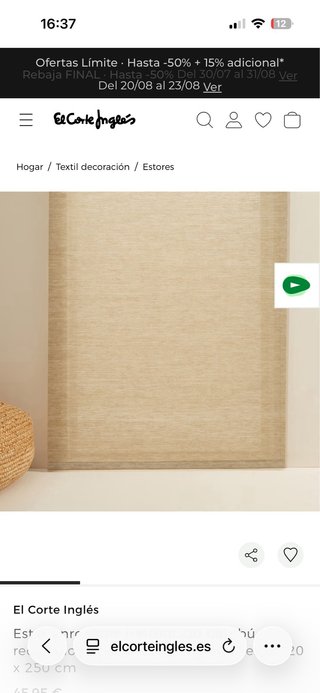 2 Estores El Corte Inglés Beige/Gris 120x250
