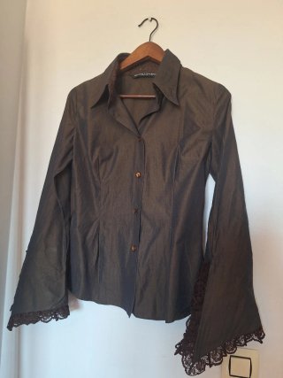 Camisa Victorio & Lucchino Manga Joya Marrón