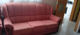 Sofá de 2 plazas tela y madera