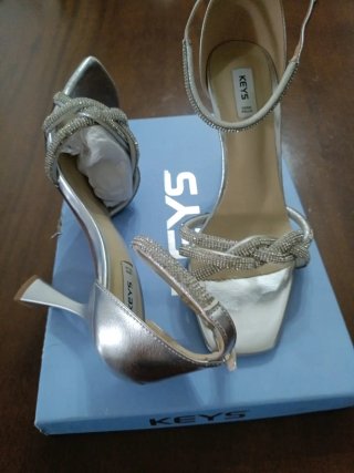 Sandali Keys donna argento con strass
