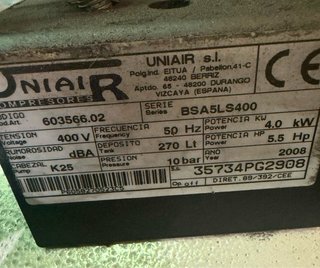 Compresor Unair 270L Trifásico para taller