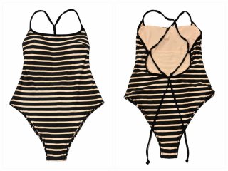 Bañador H&M rayas beige y negro