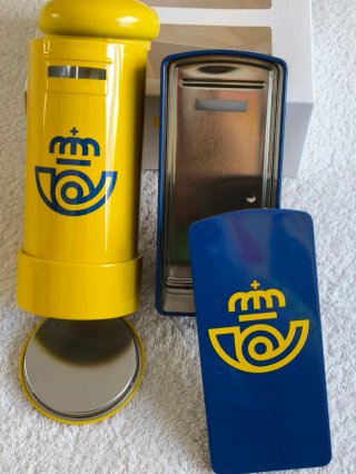 2 HUCHAS BUZÓN CORREOS AMARILLA-AZUL. NUEVAS.
