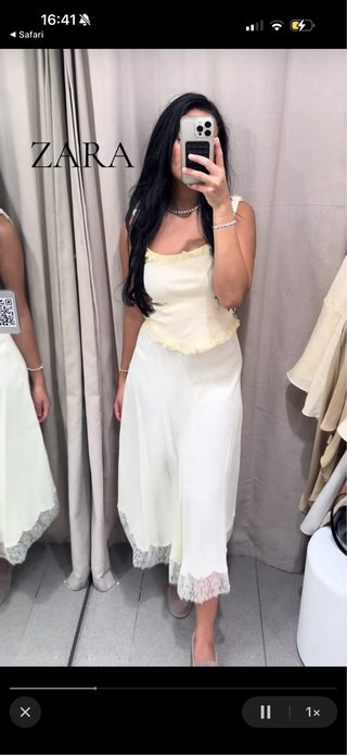 Falda satinada encaje Zara