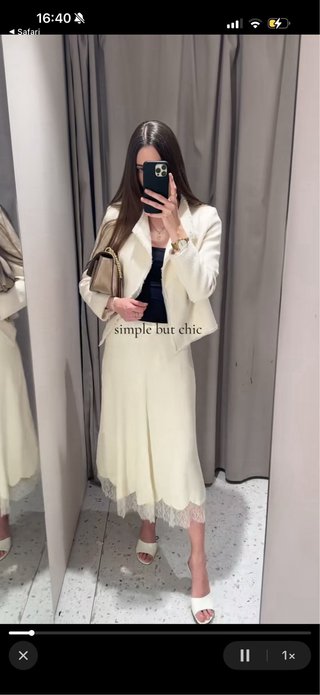 Falda satinada encaje Zara