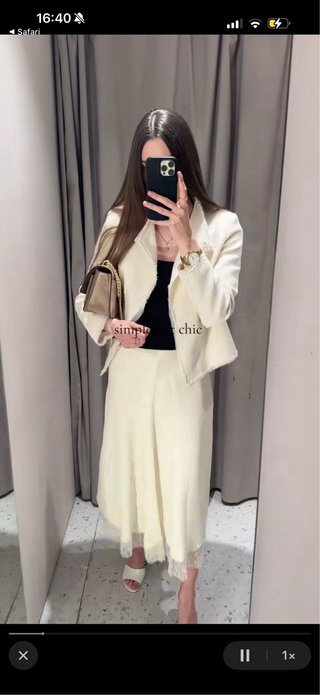 Falda satinada encaje Zara