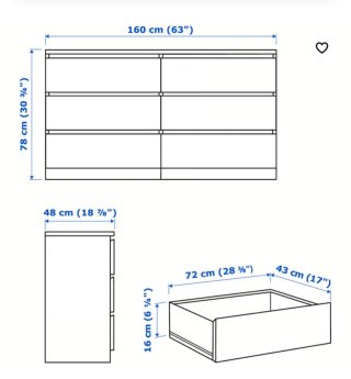 Cómoda Ikea MALM negro/marron