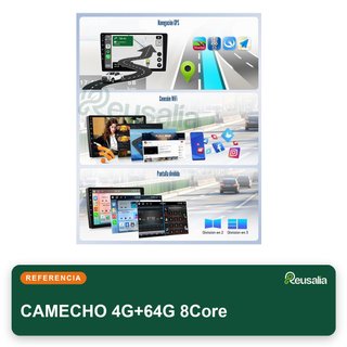 CAMECHO 4G+64G 8Core Radio coche Android 15 9''